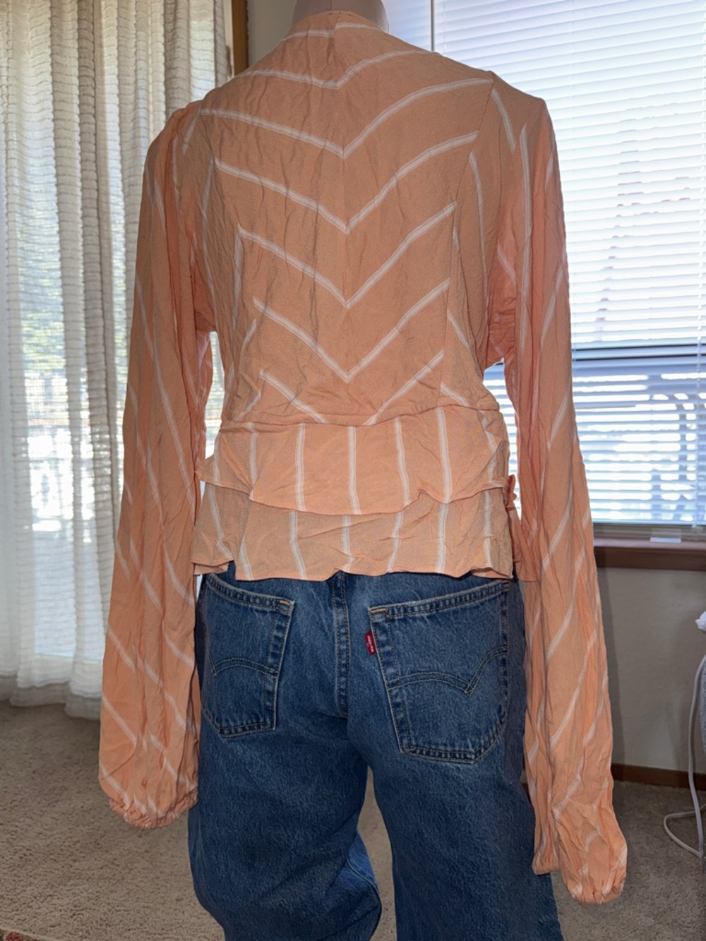 Free People Ruffle Striped Tie-Front Top - Picture 2 of 3